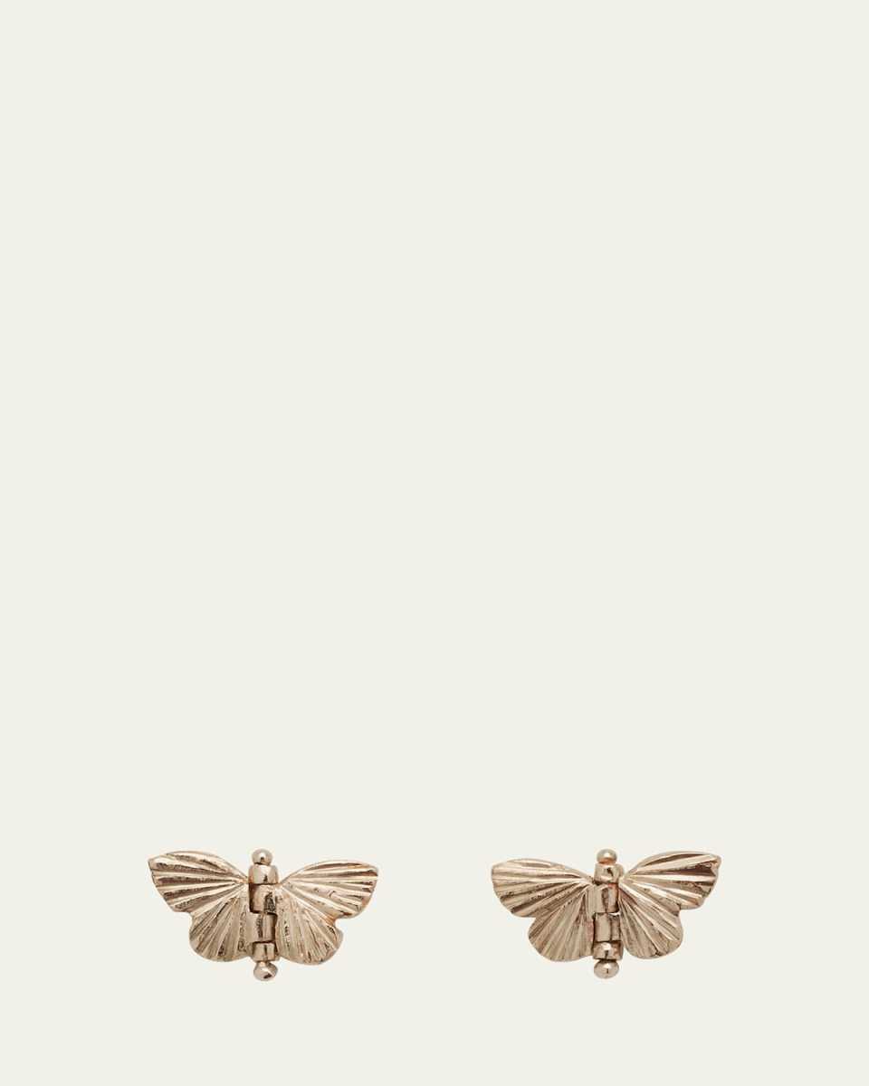 Tiny Baby Asterope Hinge Studs With Solid 18k White Gold